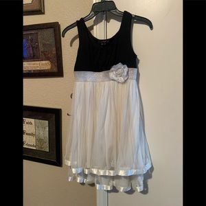 Cute silver banded dress with rose accent